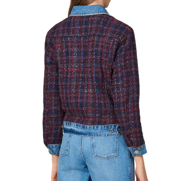 *SOLD* Sandro Chelsy Denim-Trimmed Tweed Jacket - Picture 9 of 12